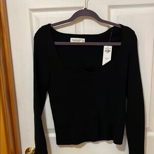 Abercrombie & Fitch Black Fitted Long Sleeve Blouse